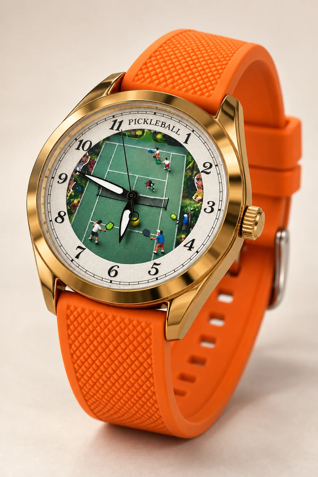 The Pickleball Court watch, angled view